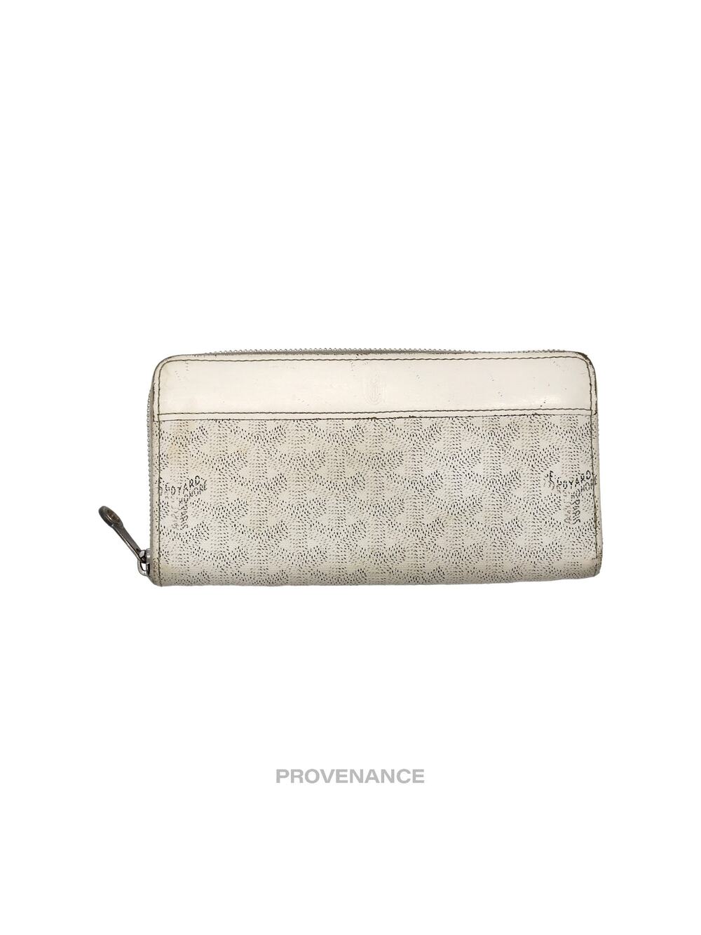🔴 Goyard Matignon Zipped Wallet - White Goyardine